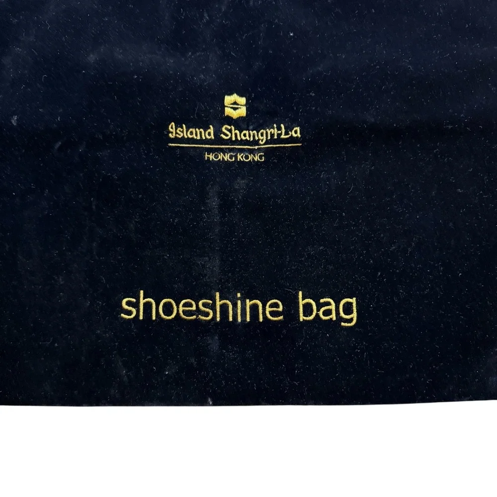 Island Shangri-La Shoe Shine Bag Velvet Drawstring Travel Storage Case Hong Kong